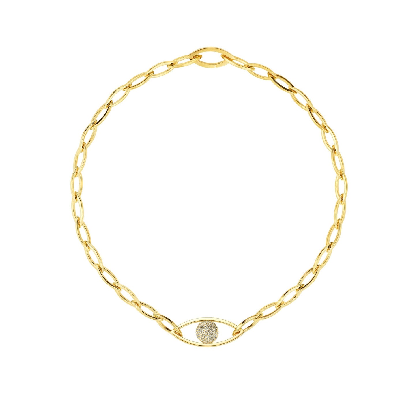 Yellow Gold Reflections Choker with White Pave Diamonds - CADAR