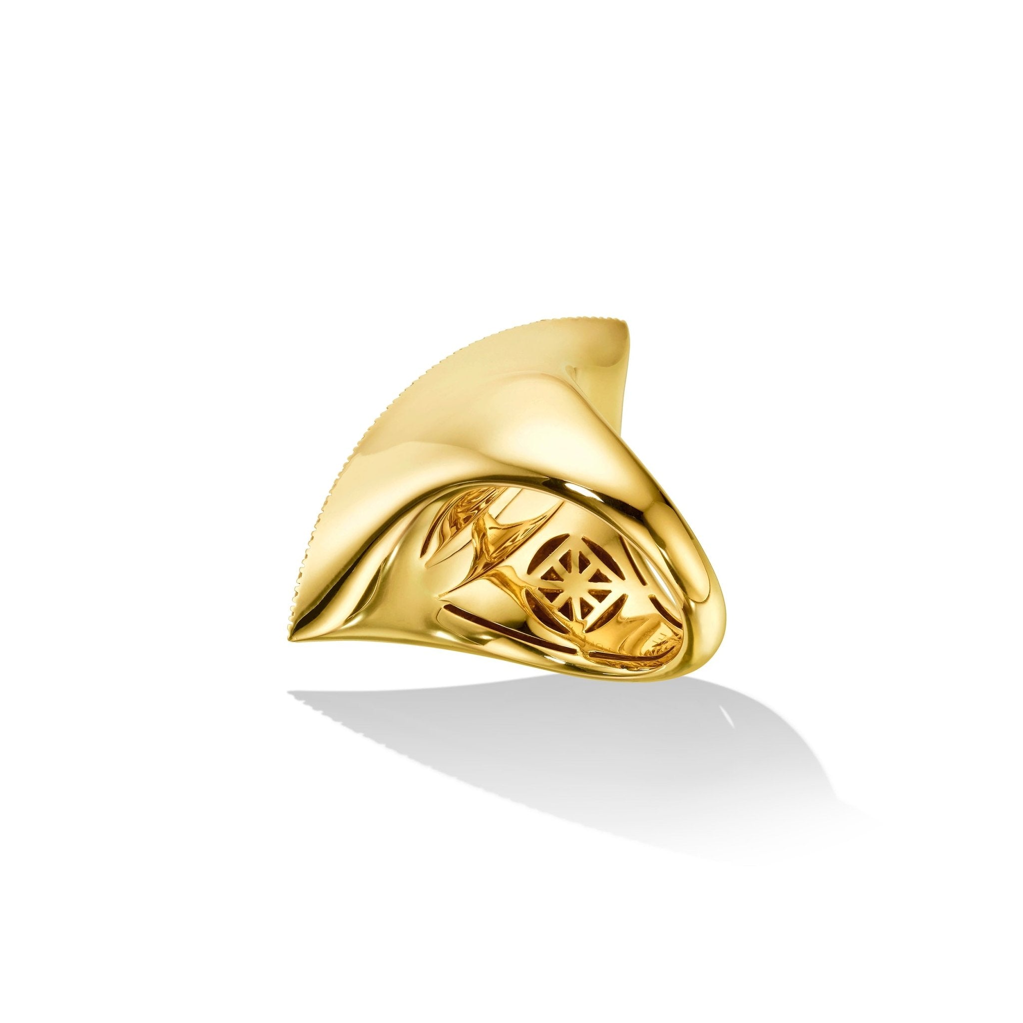 Yellow Gold Reflections Cocktail Ring with White Diamonds - Cadar