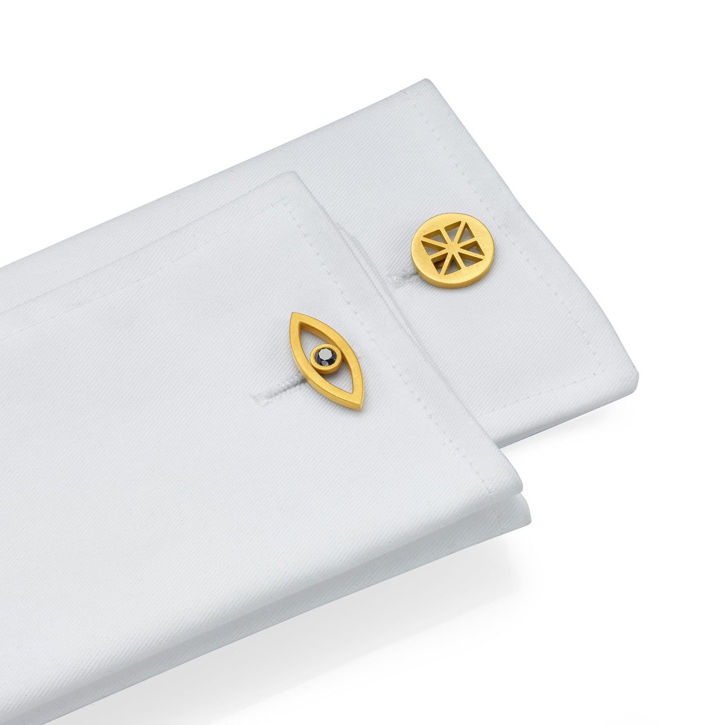 Yellow Gold Reflections Cufflinks with Black Diamonds - Cadar