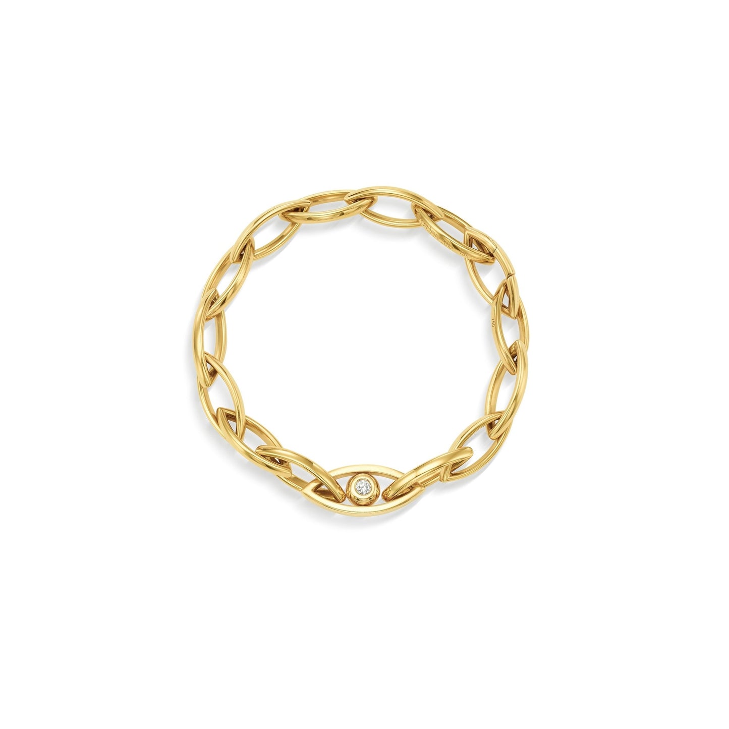 Yellow Gold Reflections Link Bracelet with White Diamonds - Cadar