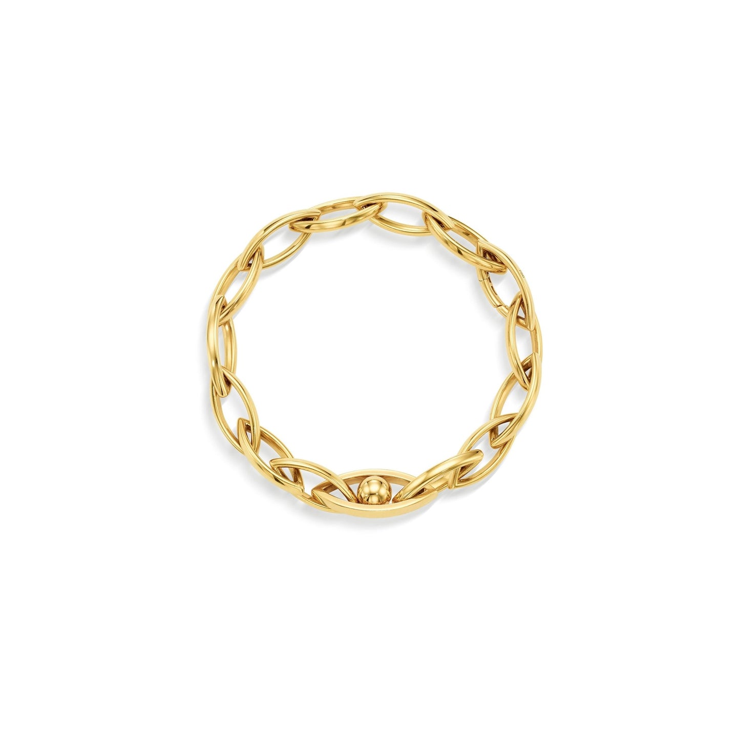 Yellow Gold Reflections Link Bracelet with White Diamonds - Cadar