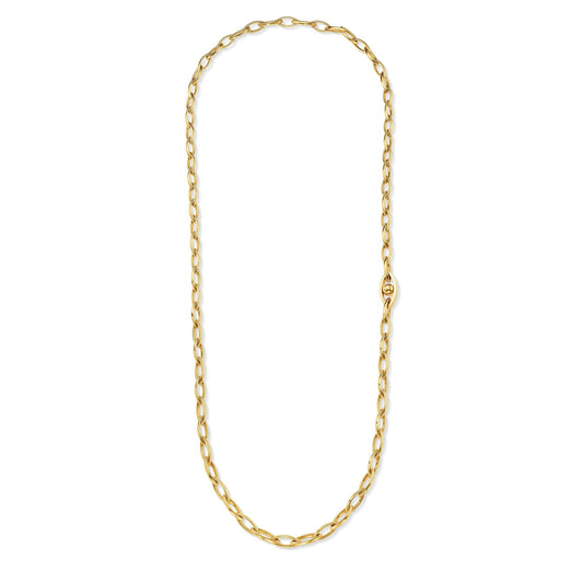 Yellow Gold Reflections Link Necklace with White Diamonds - Cadar