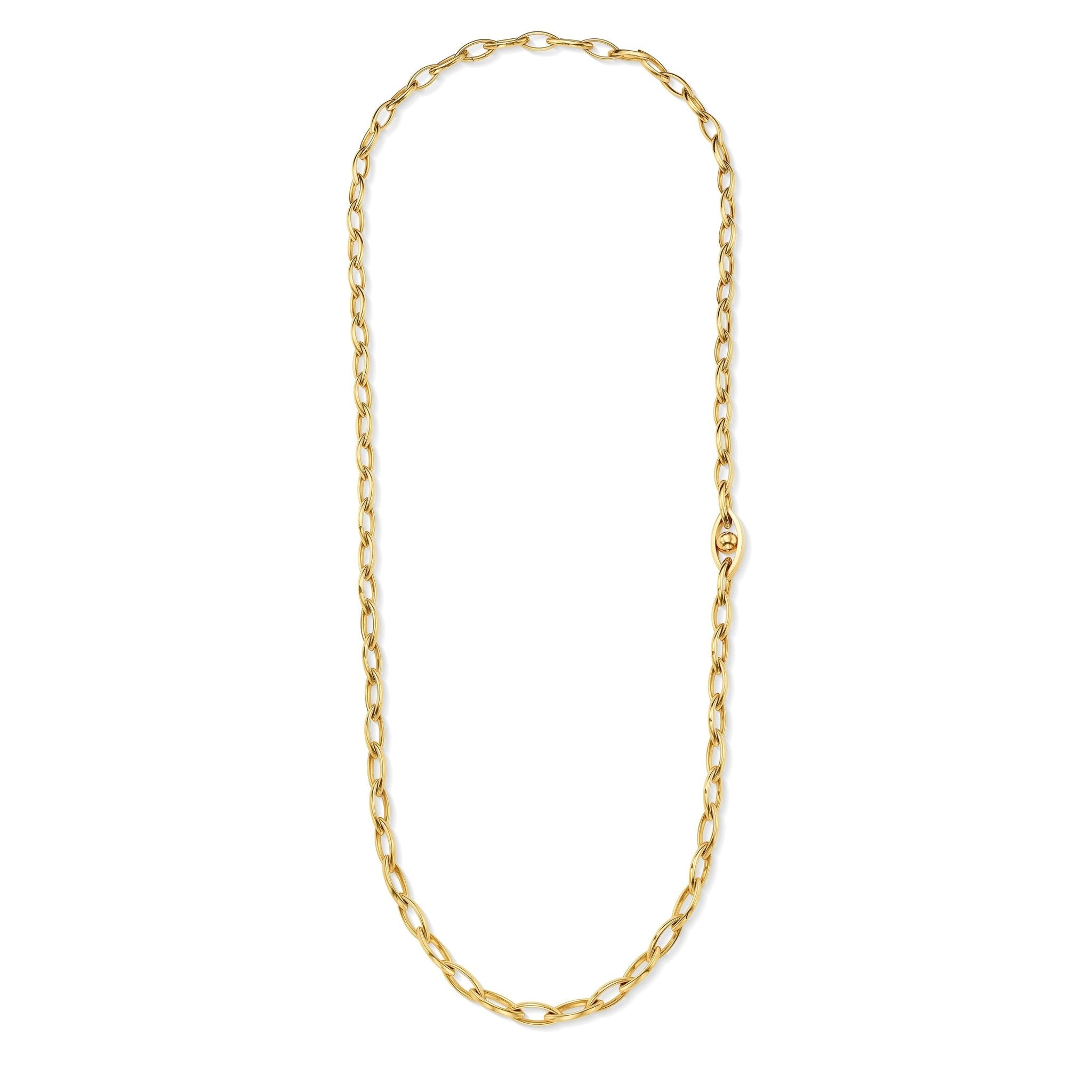 Yellow Gold Reflections Link Necklace with White Diamonds - Cadar