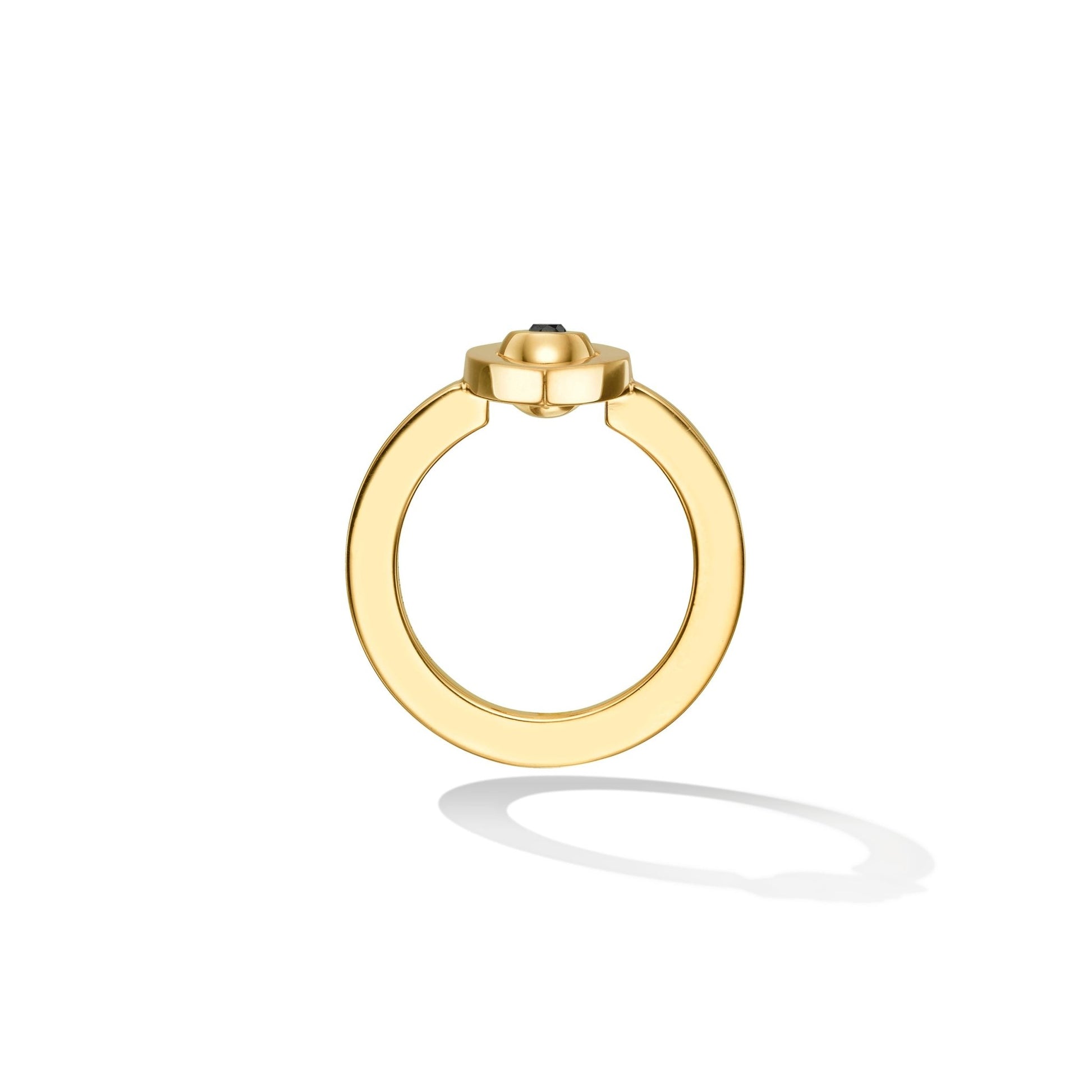 Yellow Gold Reflections Ring with Black Diamond - Cadar