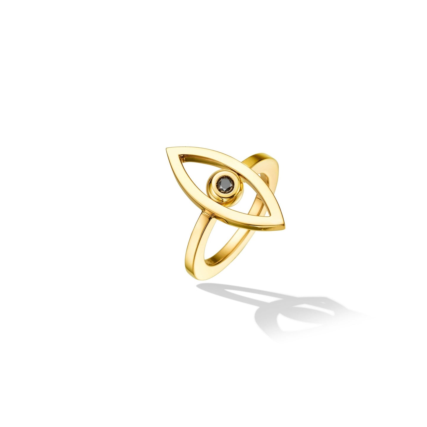 Yellow Gold Reflections Ring with Black Diamond - Cadar