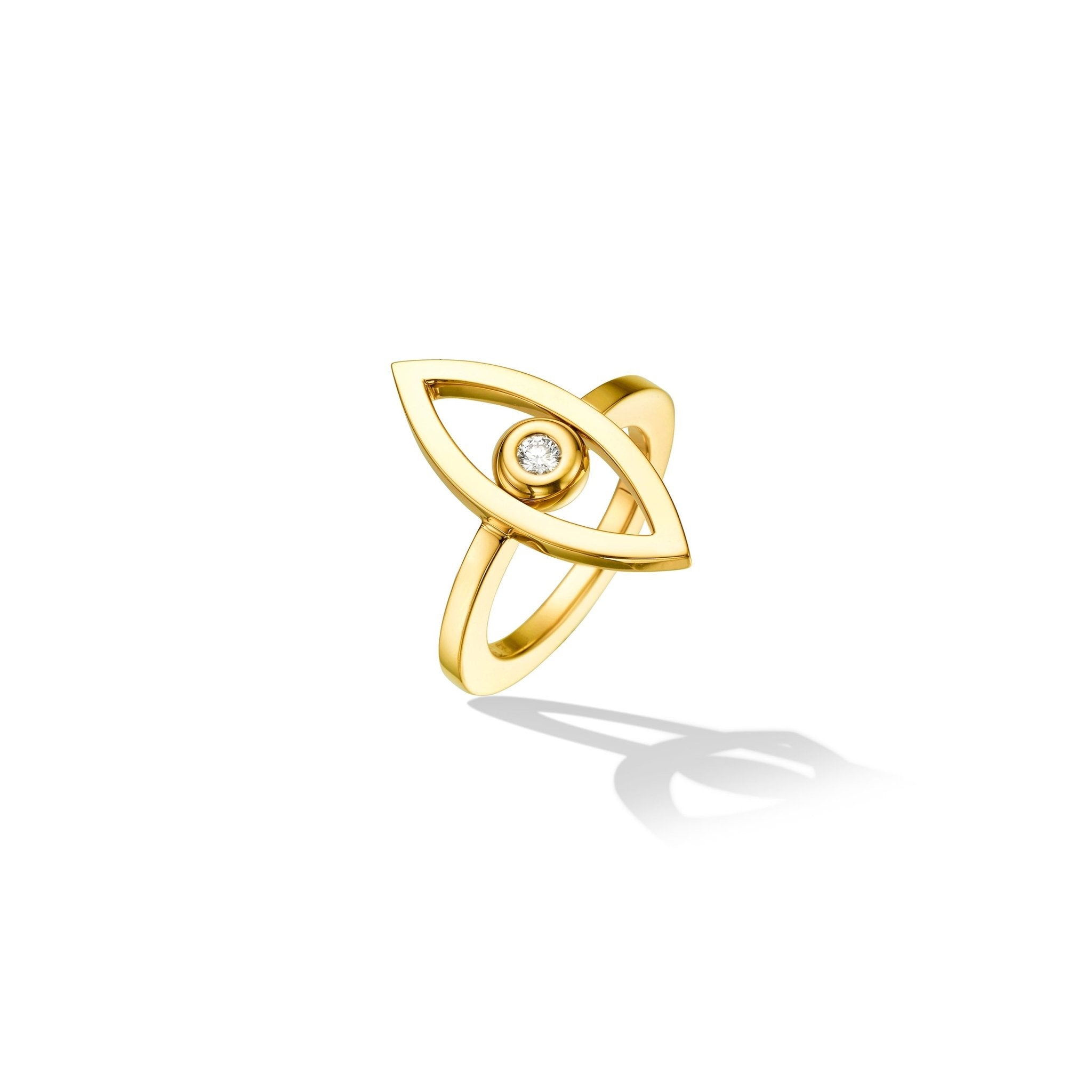 Yellow Gold Reflections Ring with White Diamond - Cadar