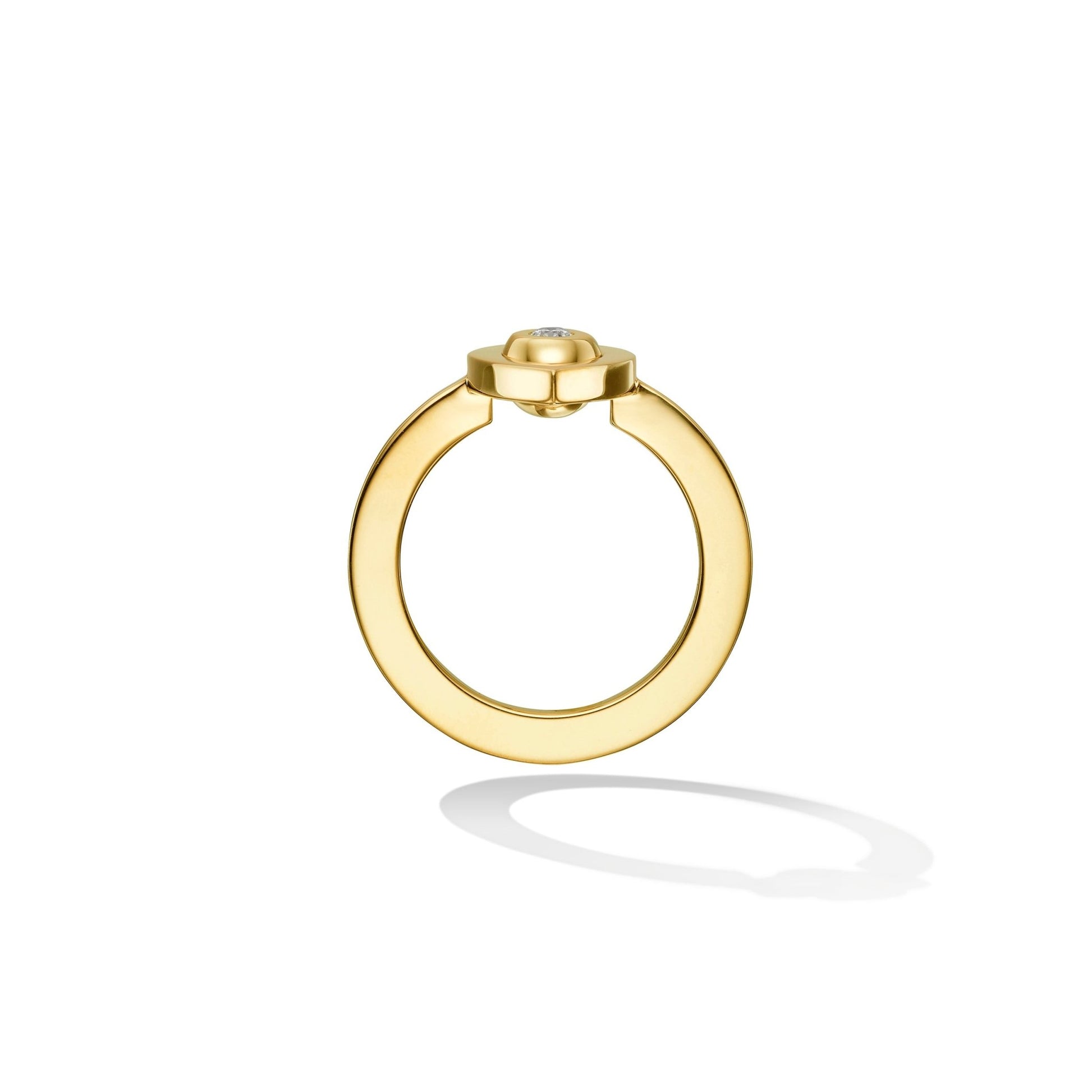 Yellow Gold Reflections Ring with White Diamond - Cadar