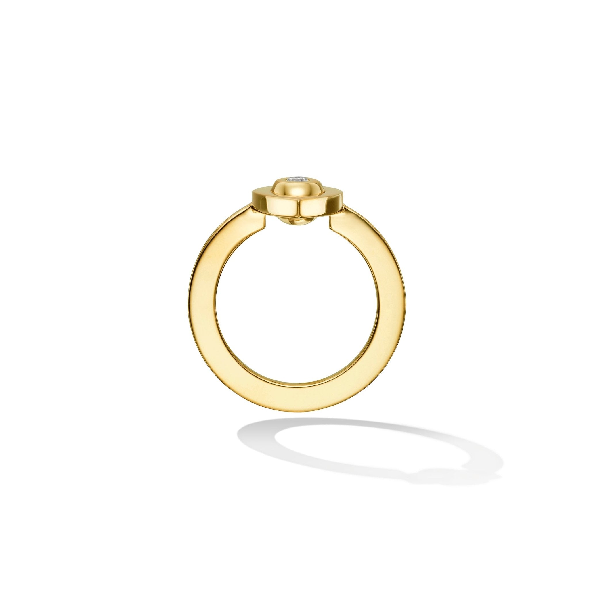 Yellow Gold Reflections Ring with White Diamond - Cadar