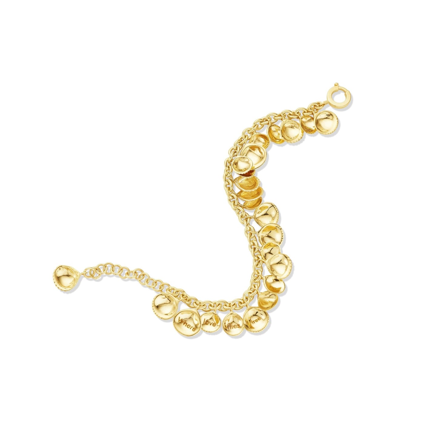 Yellow Gold Shell Charm Bracelet - Cadar