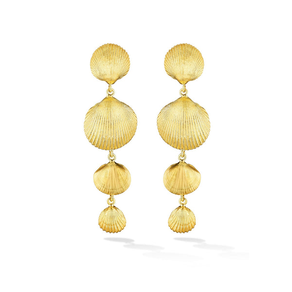 Small 18k Yellow Gold Shell Stud Earrings | CADAR