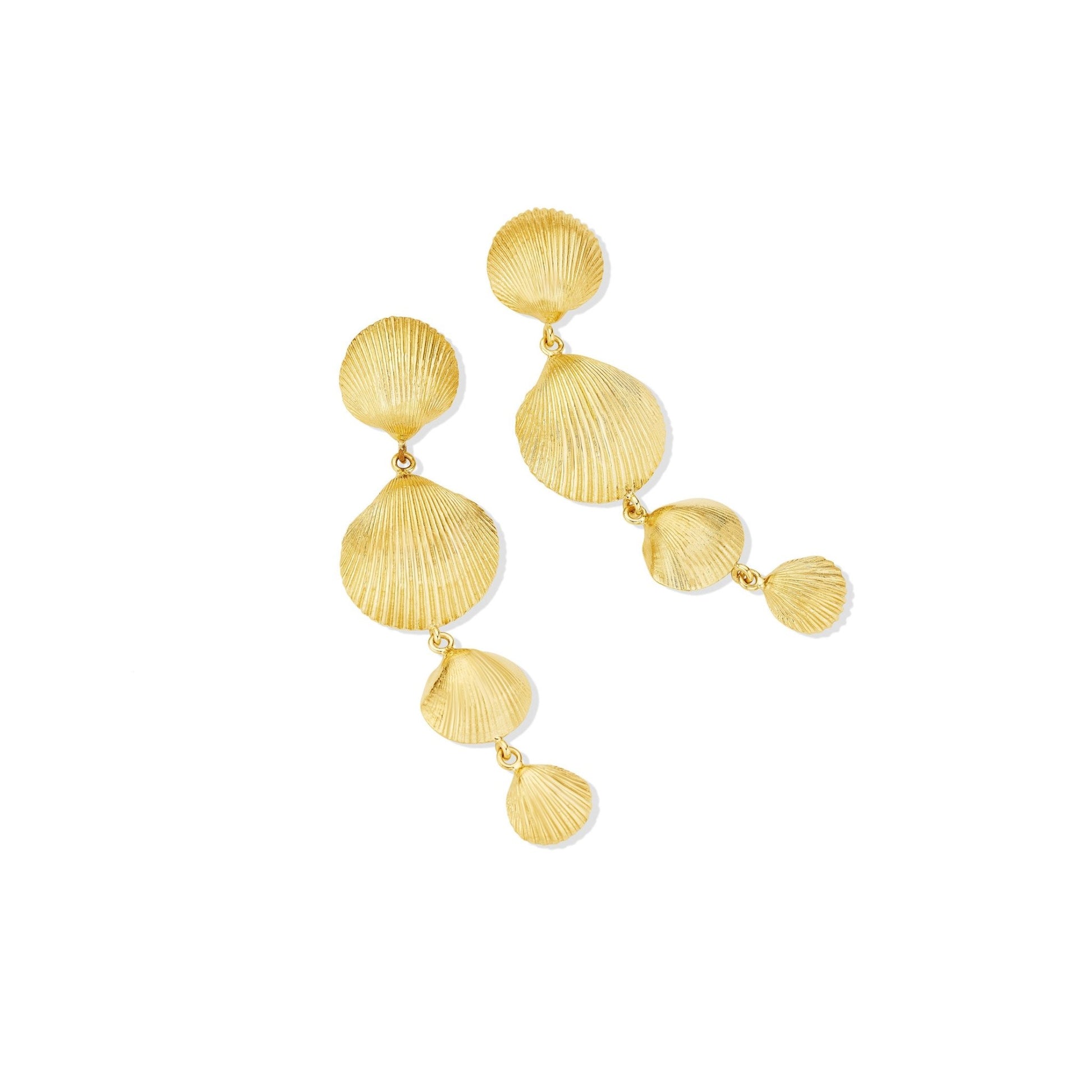 Yellow Gold Shell Drop Earrings - Cadar