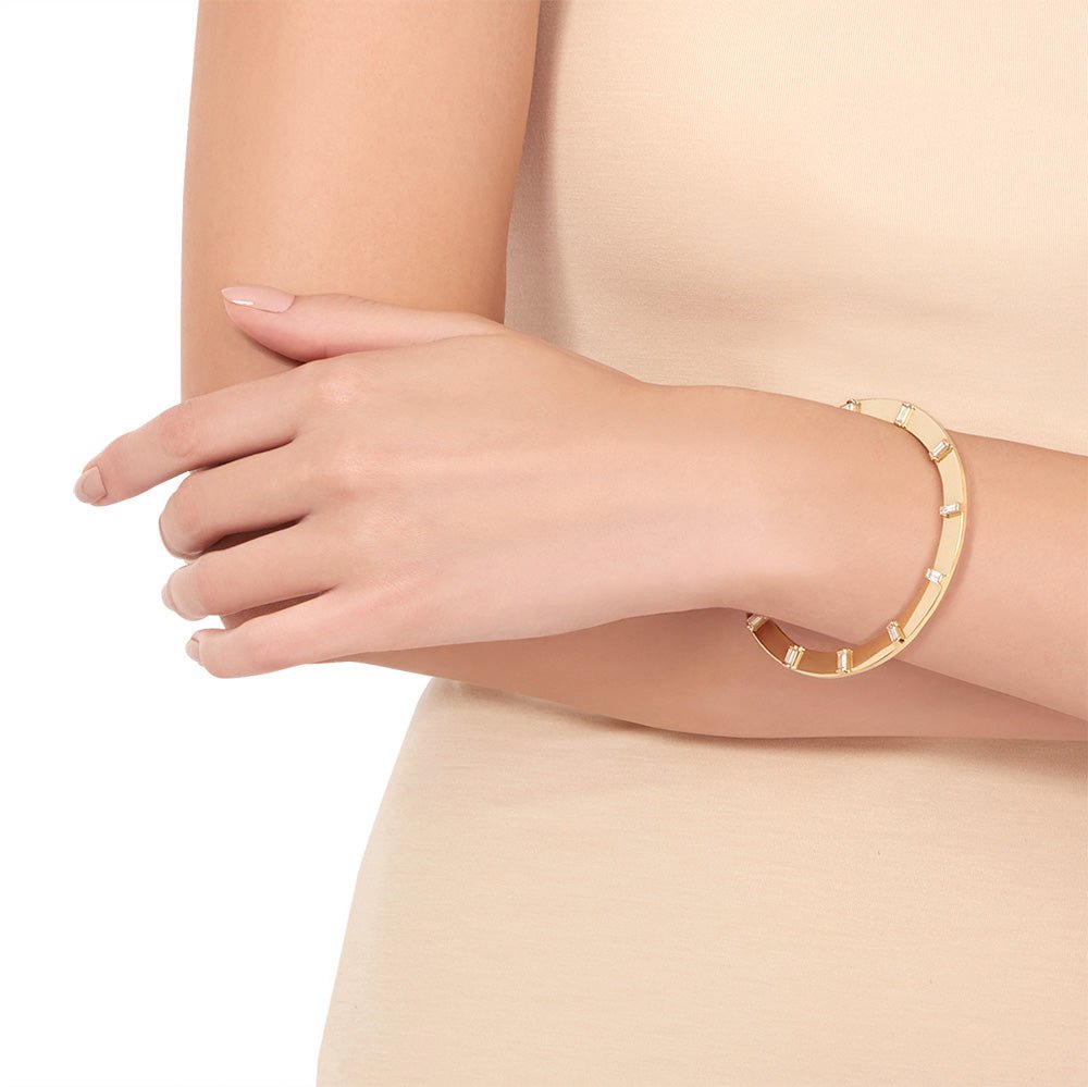Yellow Gold Sole Bracelet with White Diamonds - Cadar