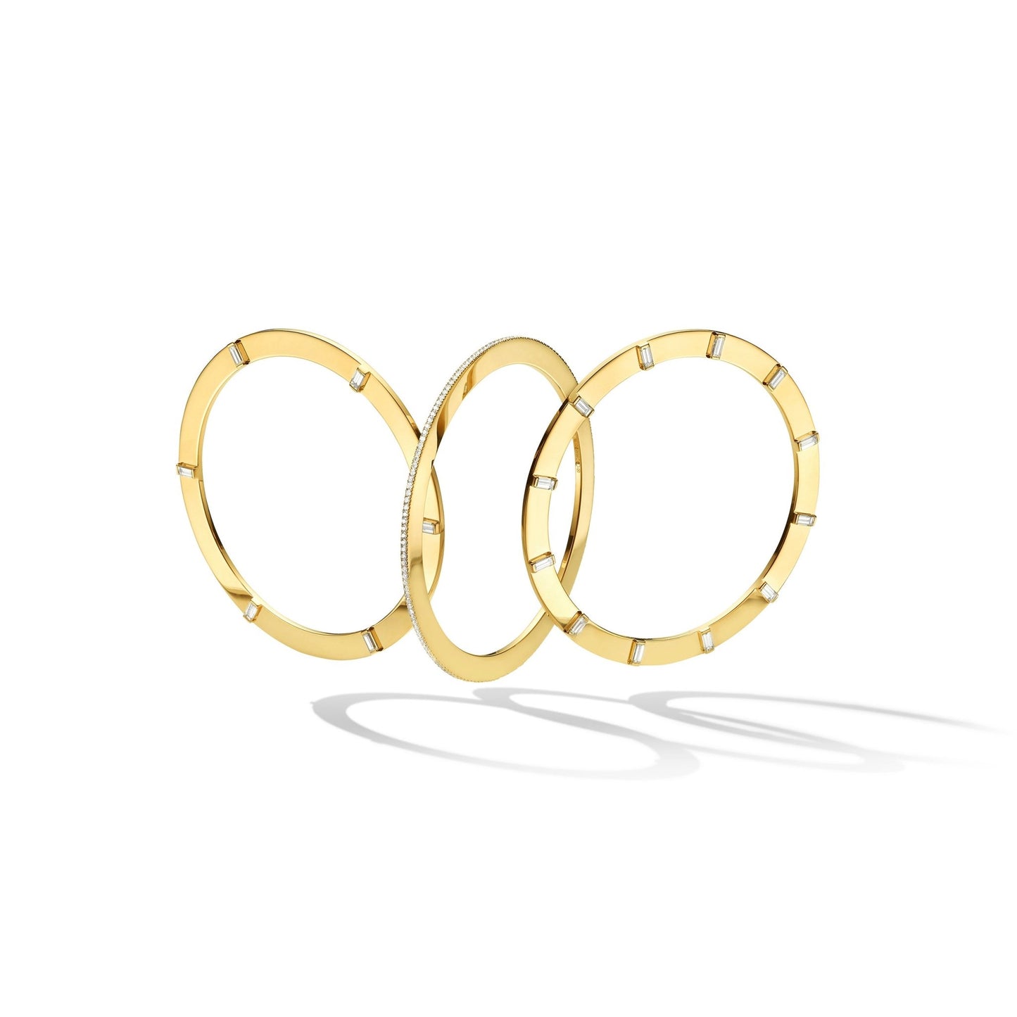 Yellow Gold Sole Bracelet with White Diamonds - Cadar