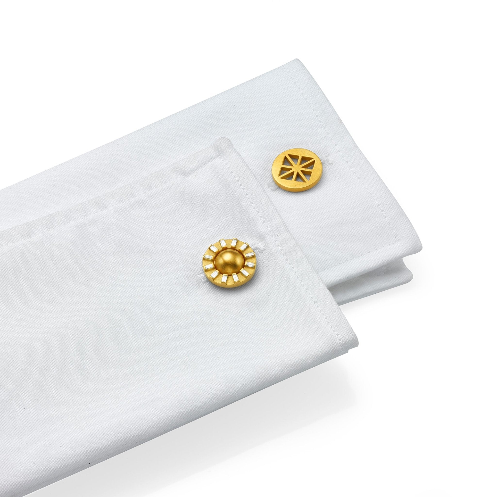 Yellow Gold Sole Cufflinks with White Diamonds - Cadar