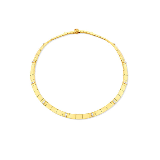 Yellow Gold Sole Necklace with White Diamonds - Cadar