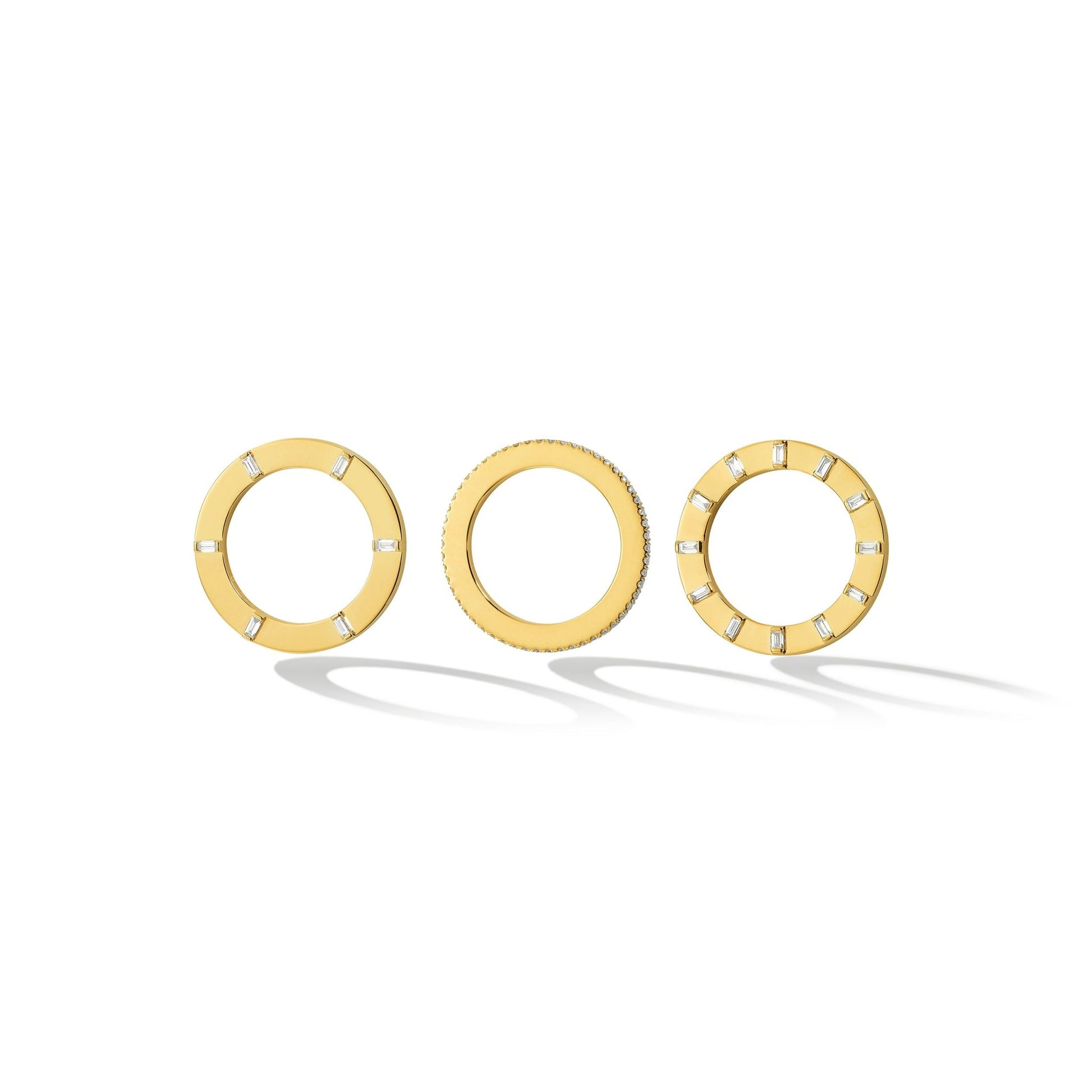 Yellow Gold Sole Stackable Ring with White Diamonds - Cadar