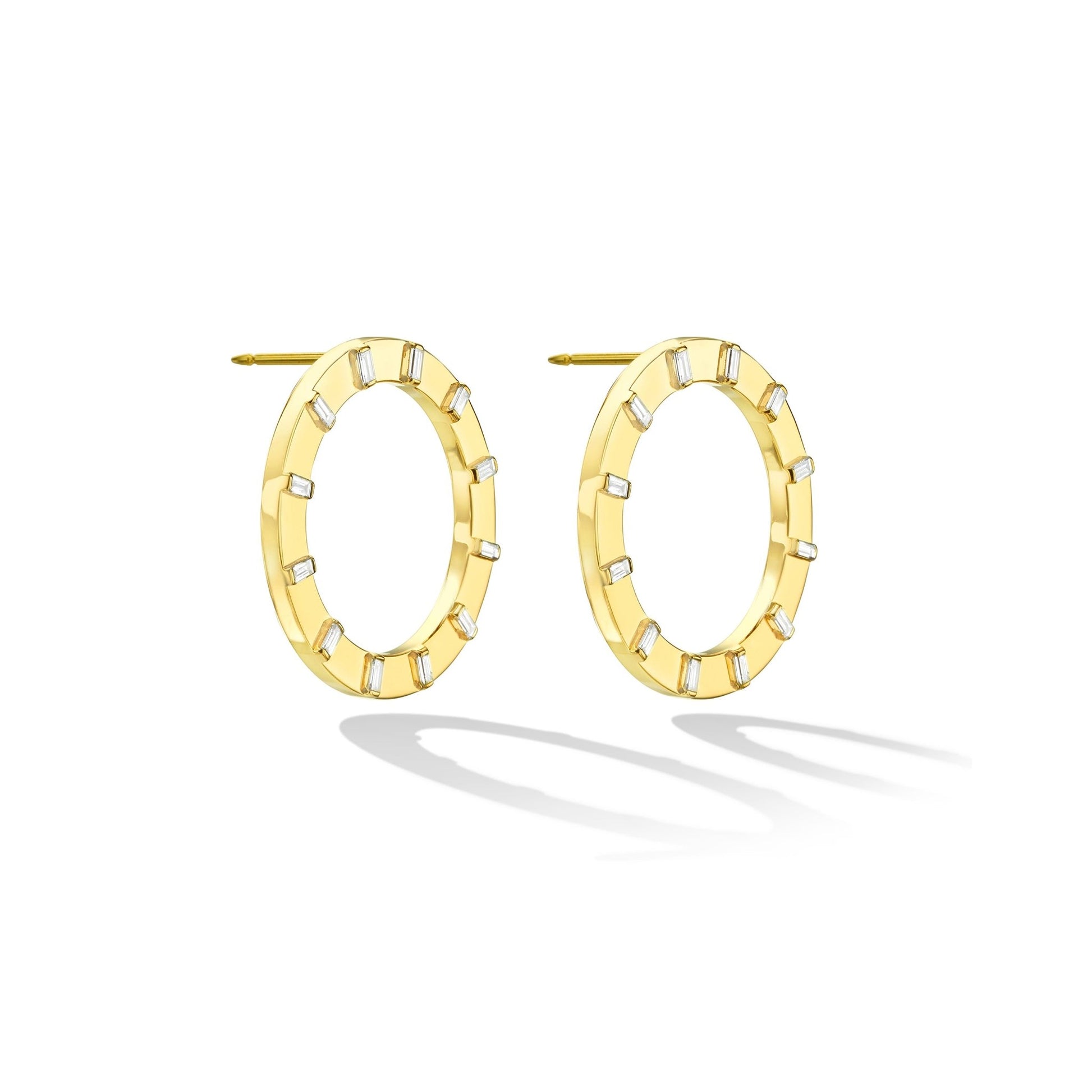 Yellow Gold Sole Unity Stud Earrings with White Diamonds - Cadar