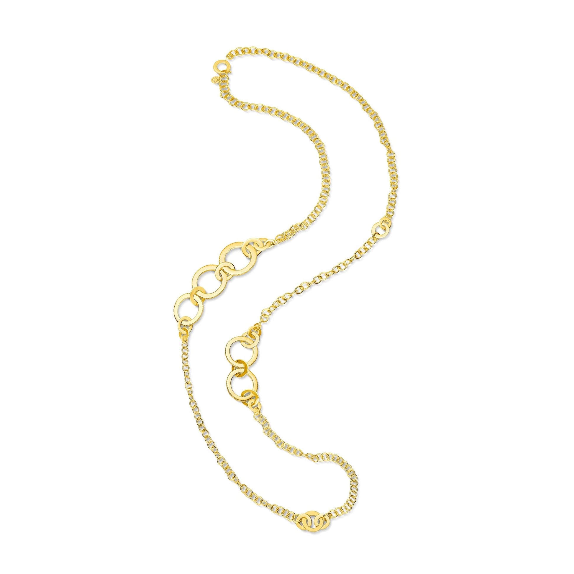 Yellow Gold Solo Chain Link Necklace with White Diamonds - Cadar