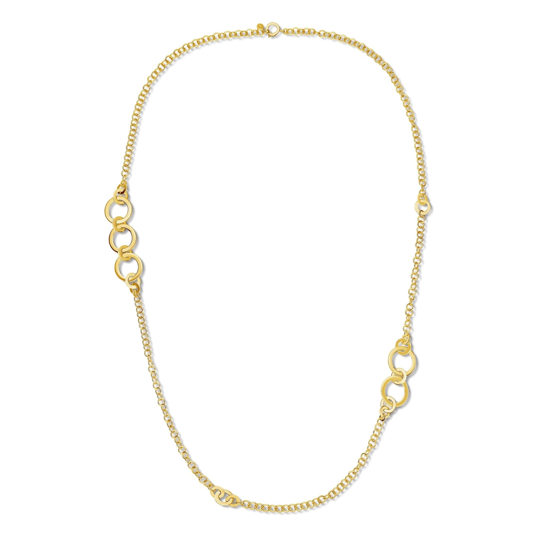 Yellow Gold Solo Chain Link Necklace with White Diamonds - Cadar
