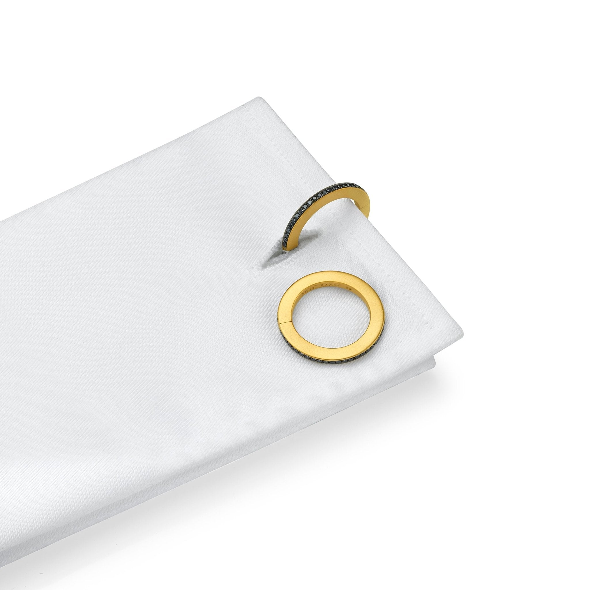 Yellow Gold Solo Cufflinks with Black Diamonds - Cadar