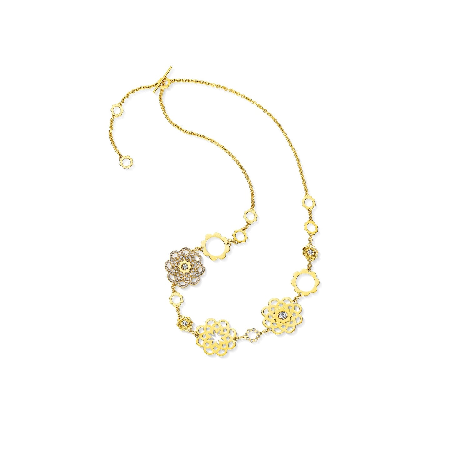 Yellow Gold Trio Necklace with White Diamonds - Cadar