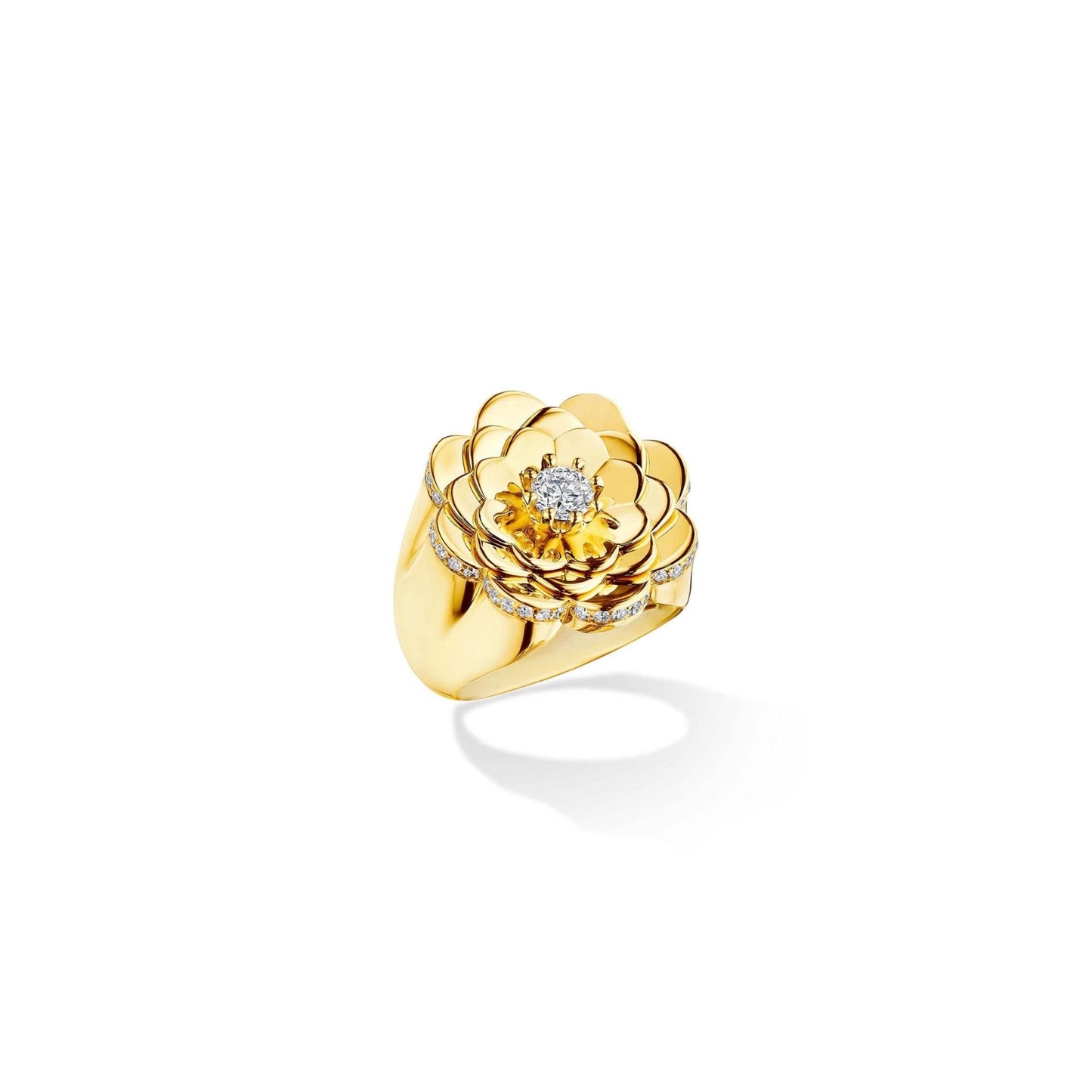 Yellow Gold Trio Pinky Ring with White Diamonds - Cadar