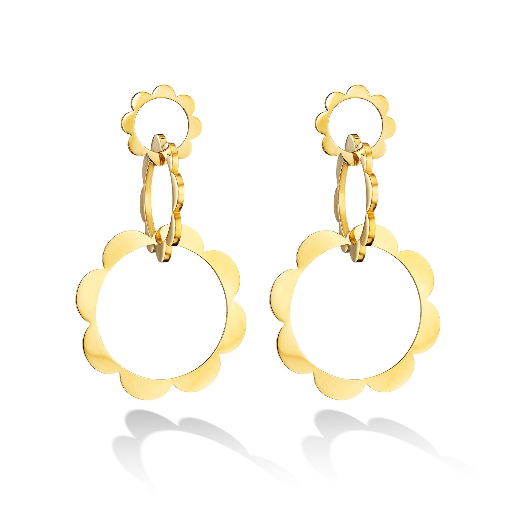Yellow Gold Trio Unity Drop Earrings - Cadar