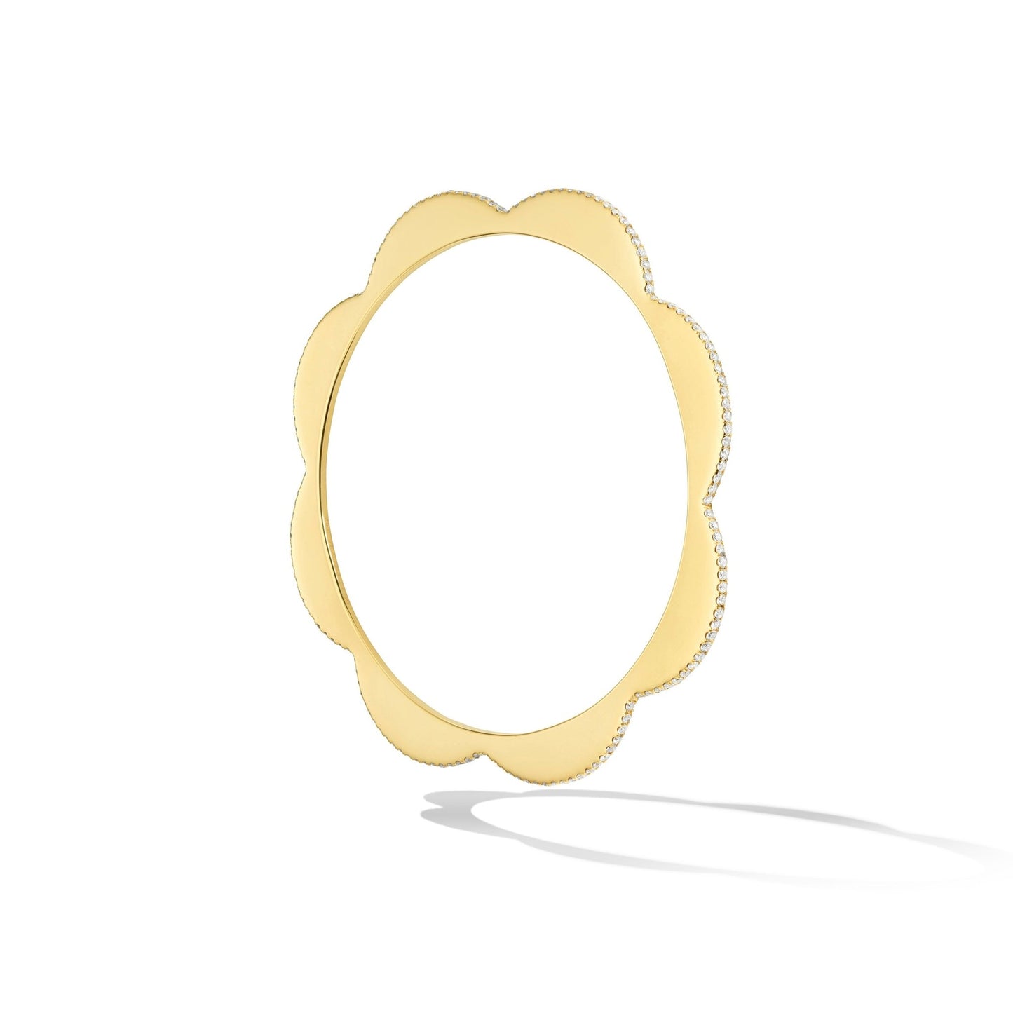 Yellow Gold Triplet Bangle with White Diamonds - Cadar