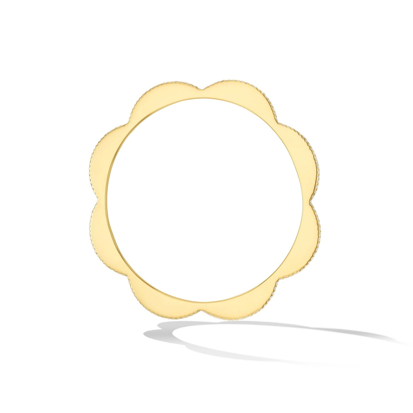 Yellow Gold Triplet Bangle with White Diamonds - Cadar