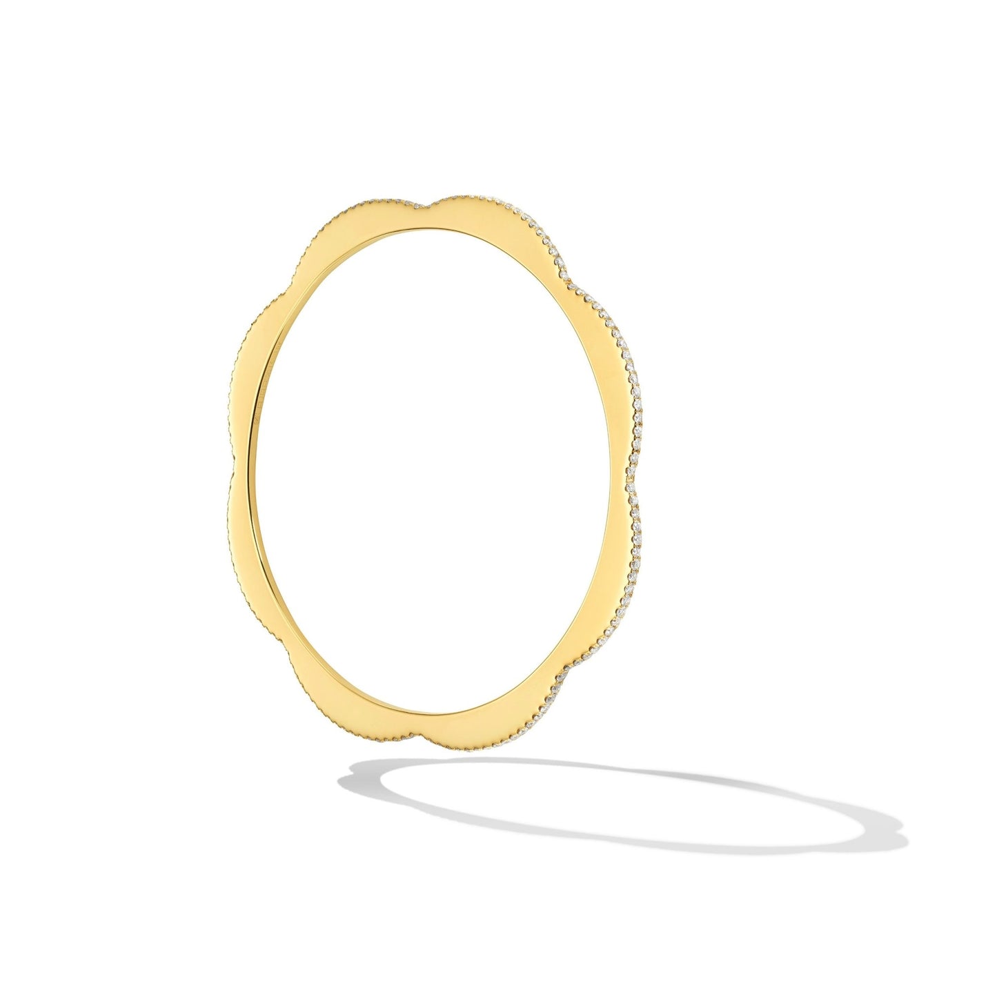 Yellow Gold Triplet Thin Bangle with White Diamonds - Cadar