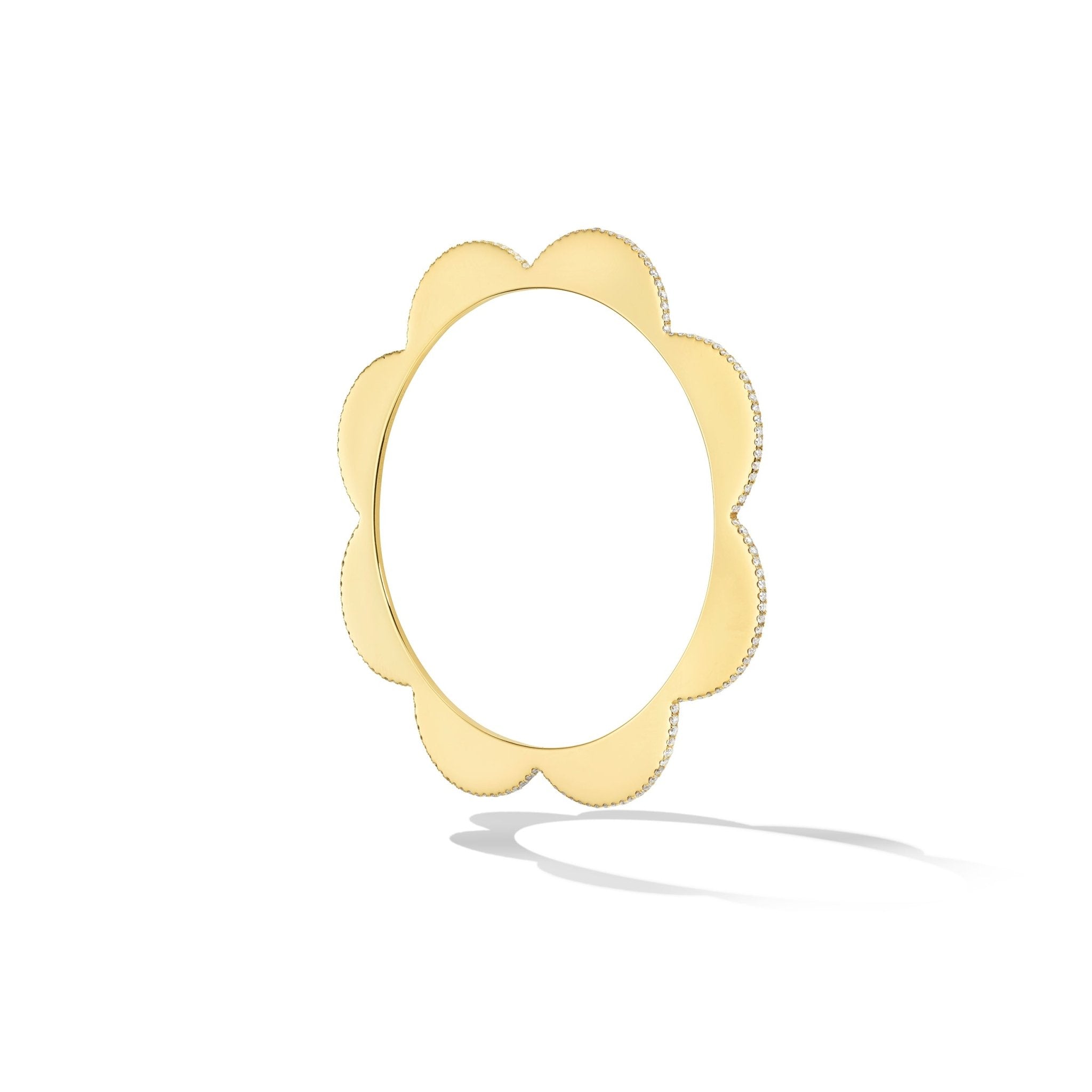 Yellow Gold Triplet Wide Bangle with White Diamonds - Cadar