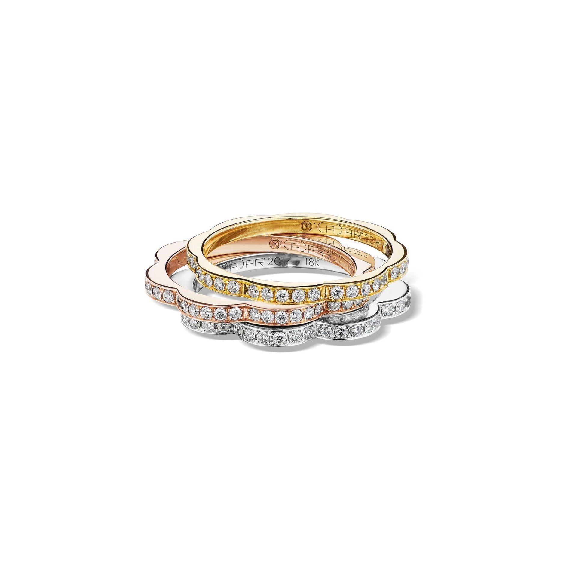 Yellow Gold Triplet Wide Stacking Ring - Cadar