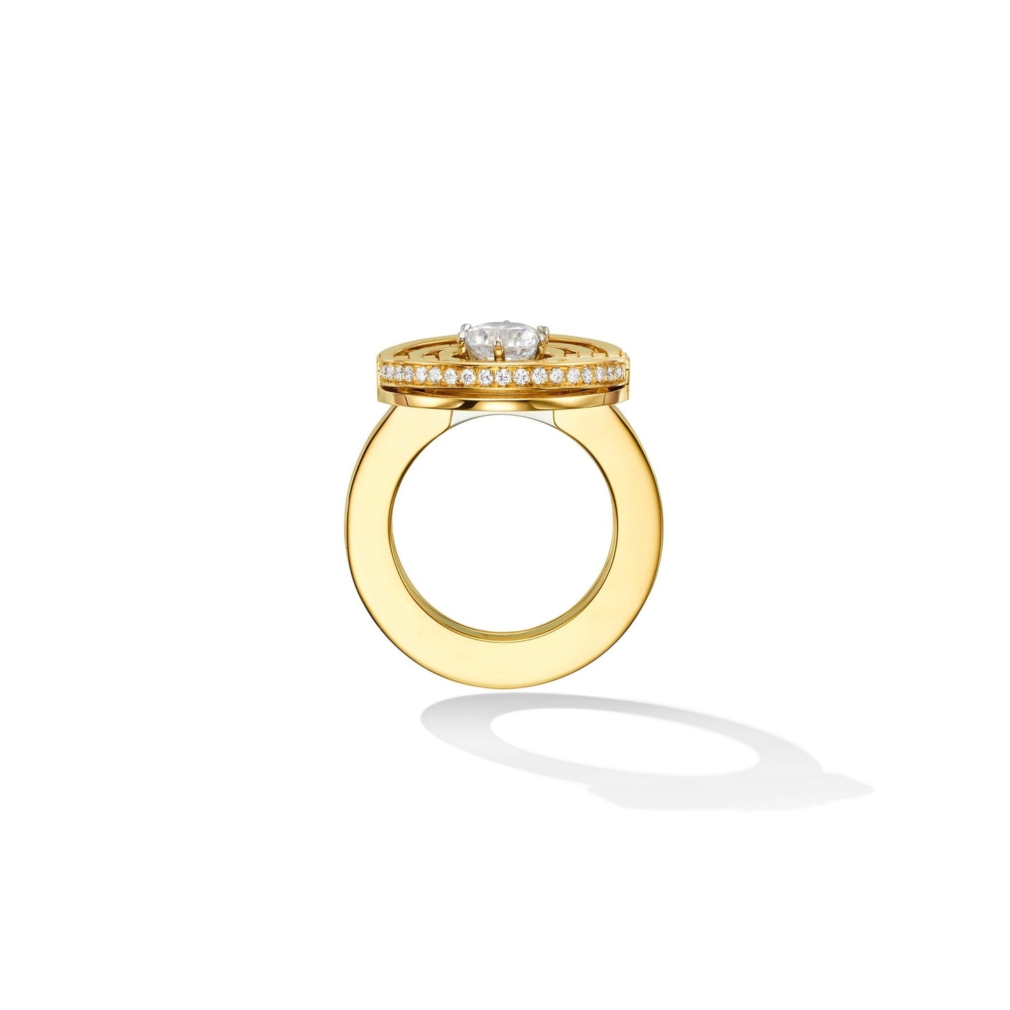 Yellow Gold TU Duality Engagement Ring Enhancer with White Diamonds - Cadar