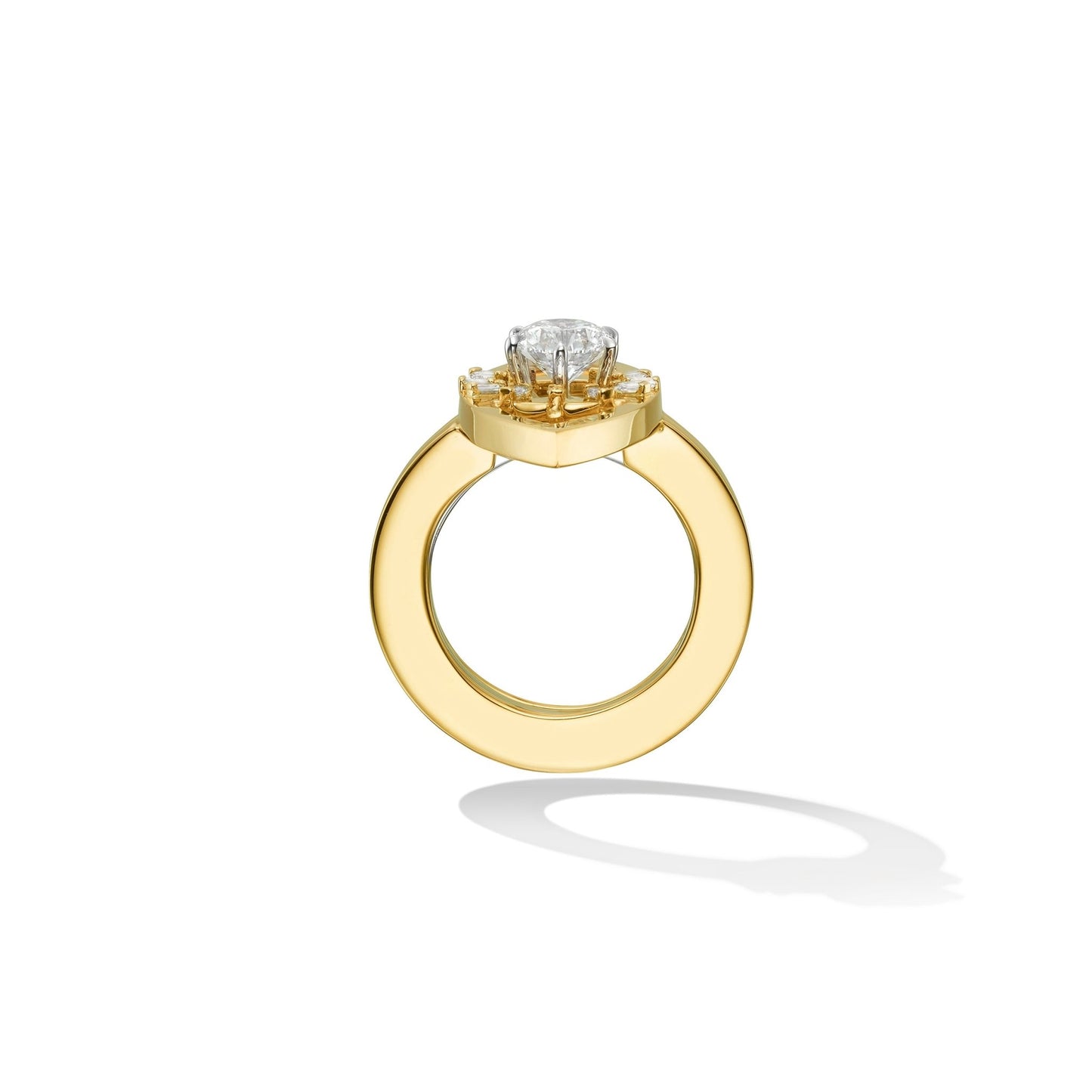 Yellow Gold TU Reflections Engagement Ring Enhancer with White Diamonds - Cadar