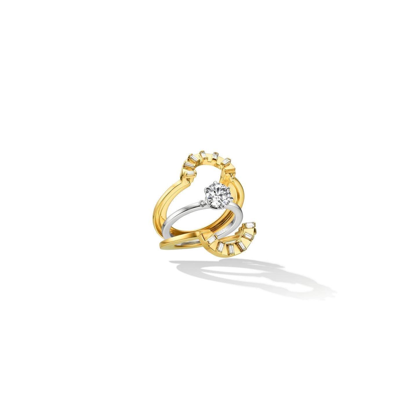 Yellow Gold TU Sole Engagement Ring Enhancer with White Diamonds - Cadar