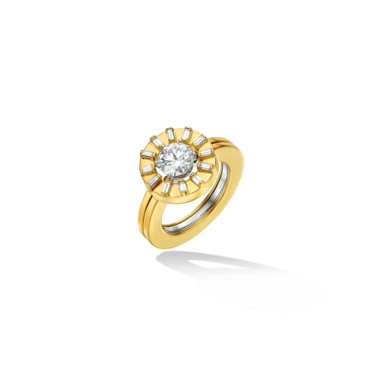 Yellow Gold TU Sole Engagement Ring Enhancer with White Diamonds - Cadar
