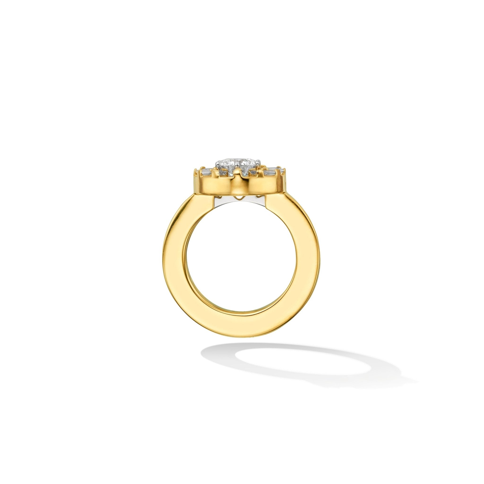 10K Circle Large Stones Center Diamond Baguette Engagement Ring – Jason's  Jewelry Creations