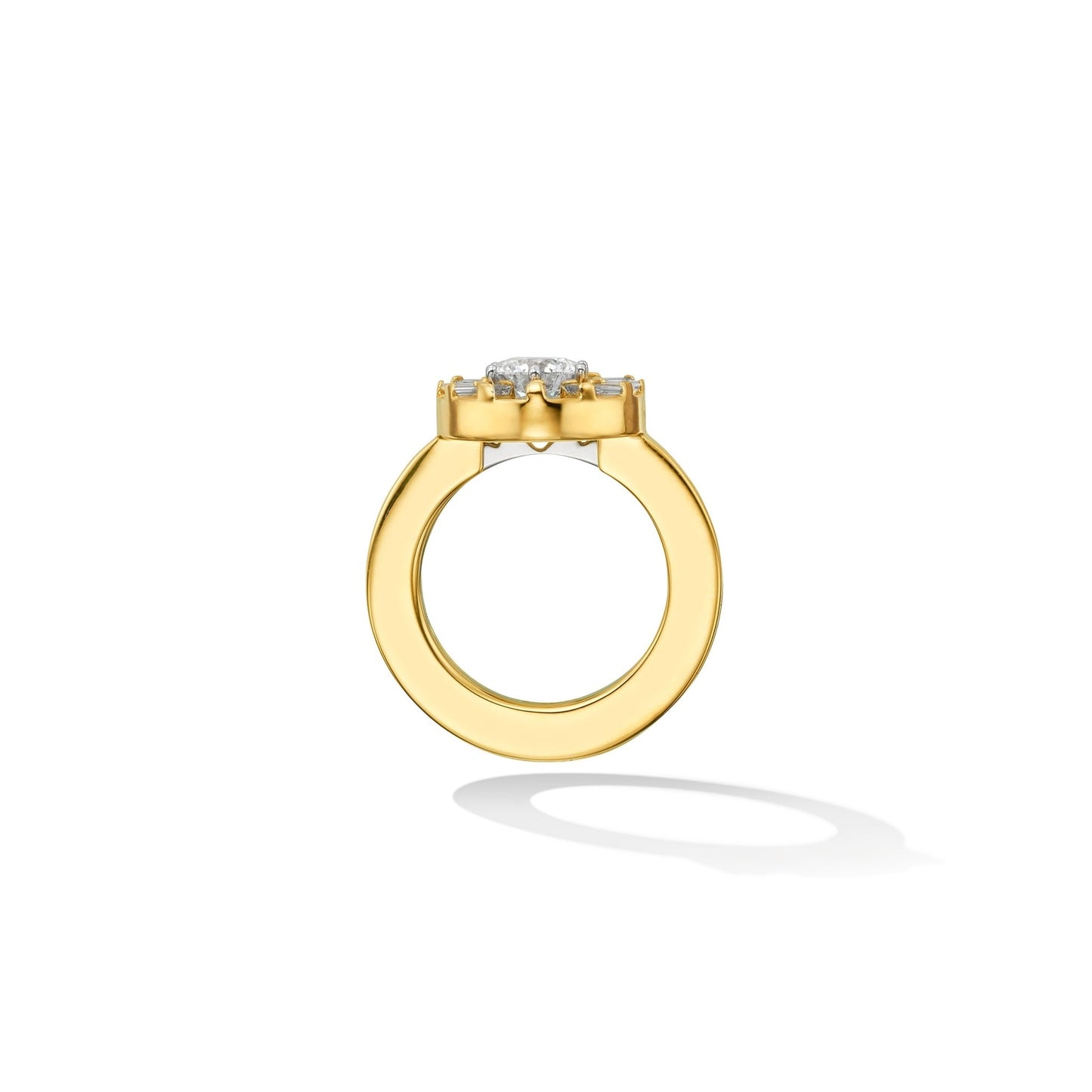 Yellow Gold TU Sole Engagement Ring Enhancer with White Diamonds - Cadar