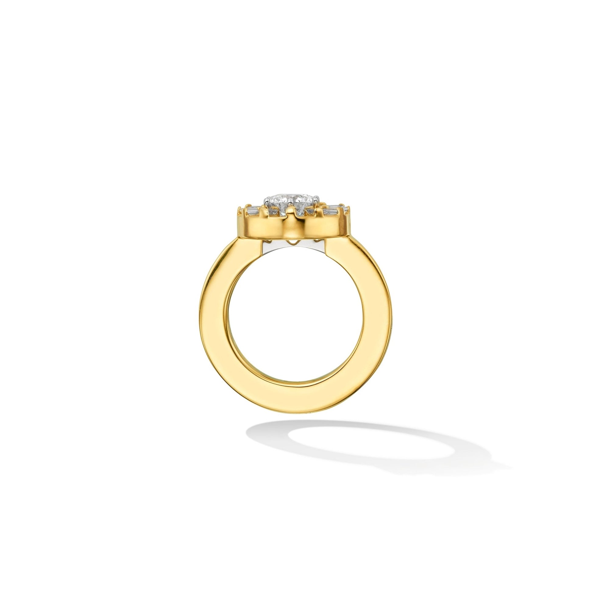Yellow Gold TU Sole Engagement Ring Enhancer with White Diamonds - Cadar