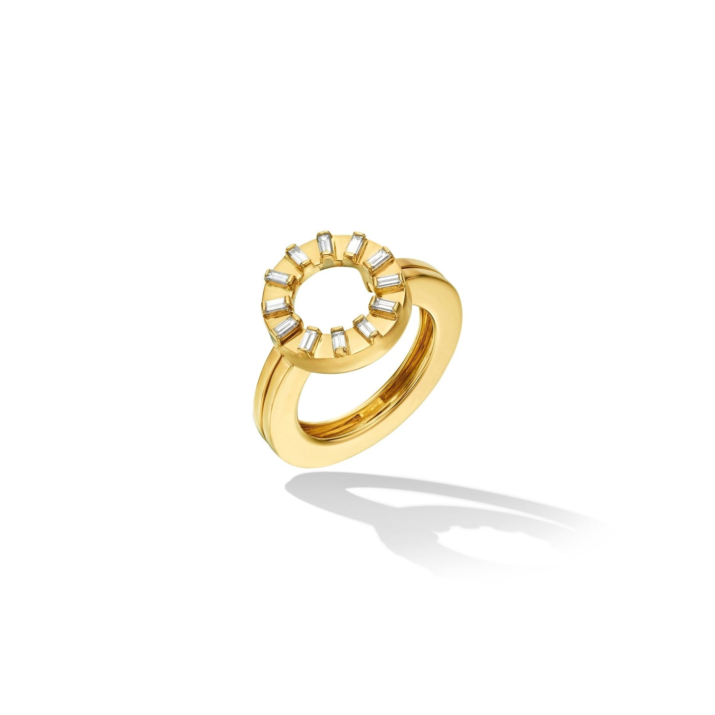 Yellow Gold TU Sole Engagement Ring Enhancer with White Diamonds - Cadar