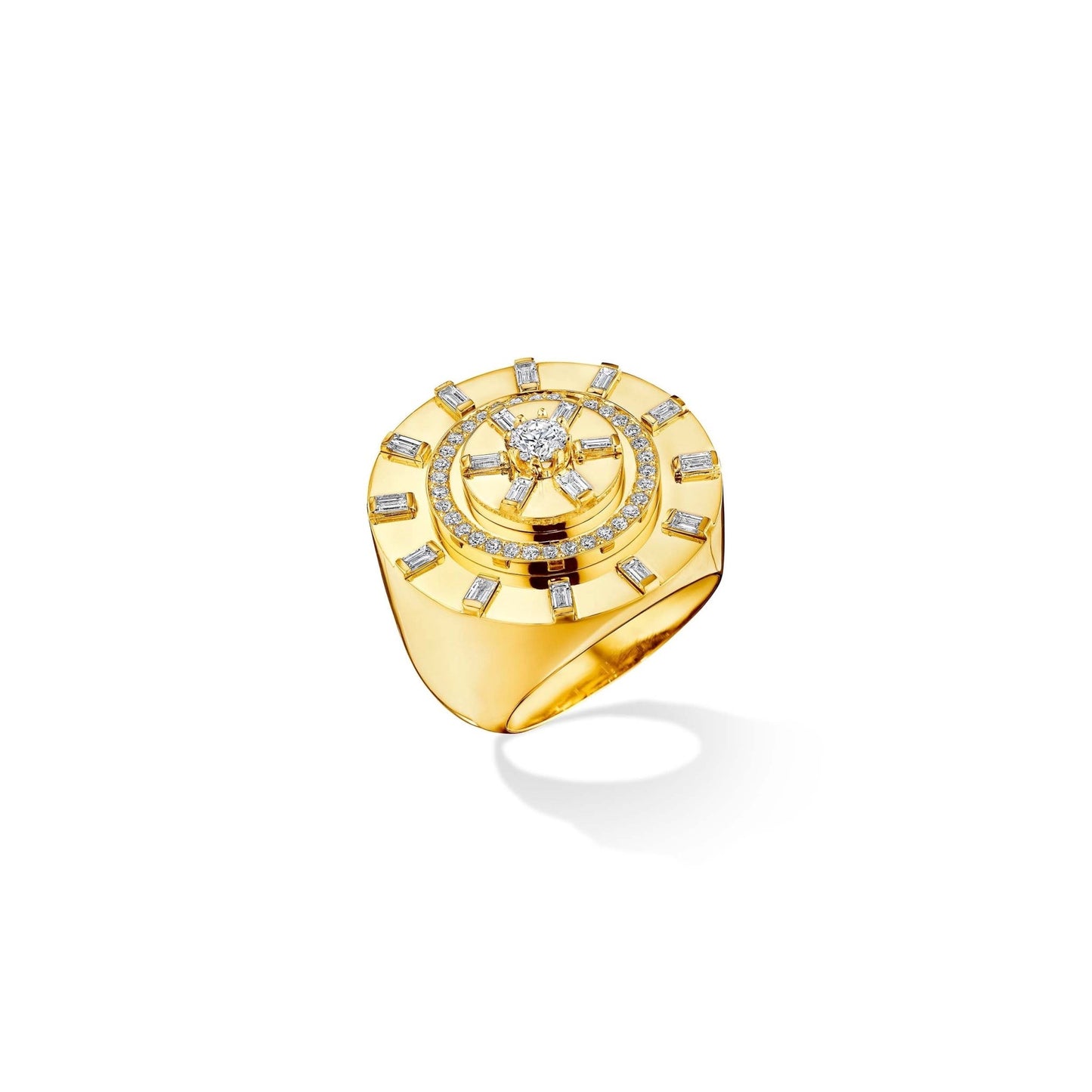 Yellow Gold Unity Cocktail Ring with White Diamonds - Cadar