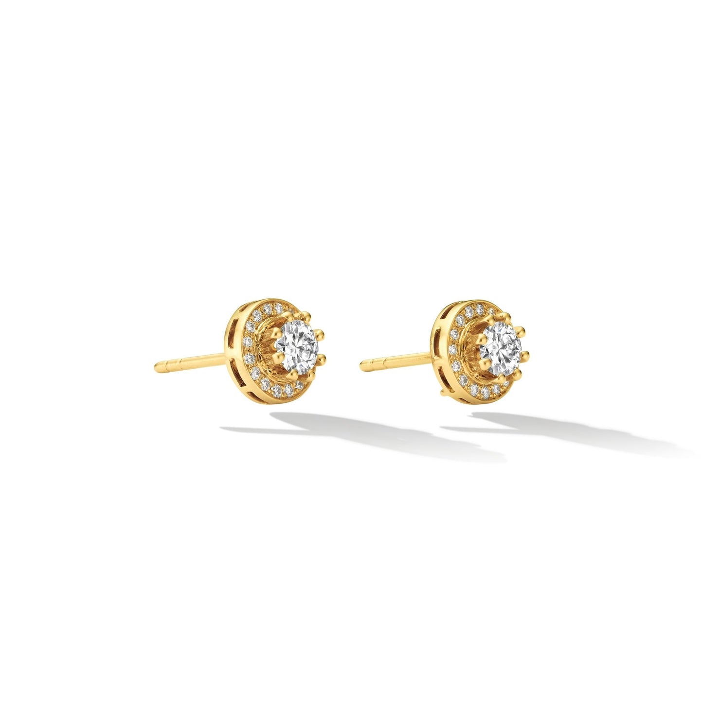 Yellow Gold Water Duet Earrings with White Diamonds - Cadar