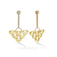Yellow Gold Water Duet Earrings with White Diamonds - Cadar