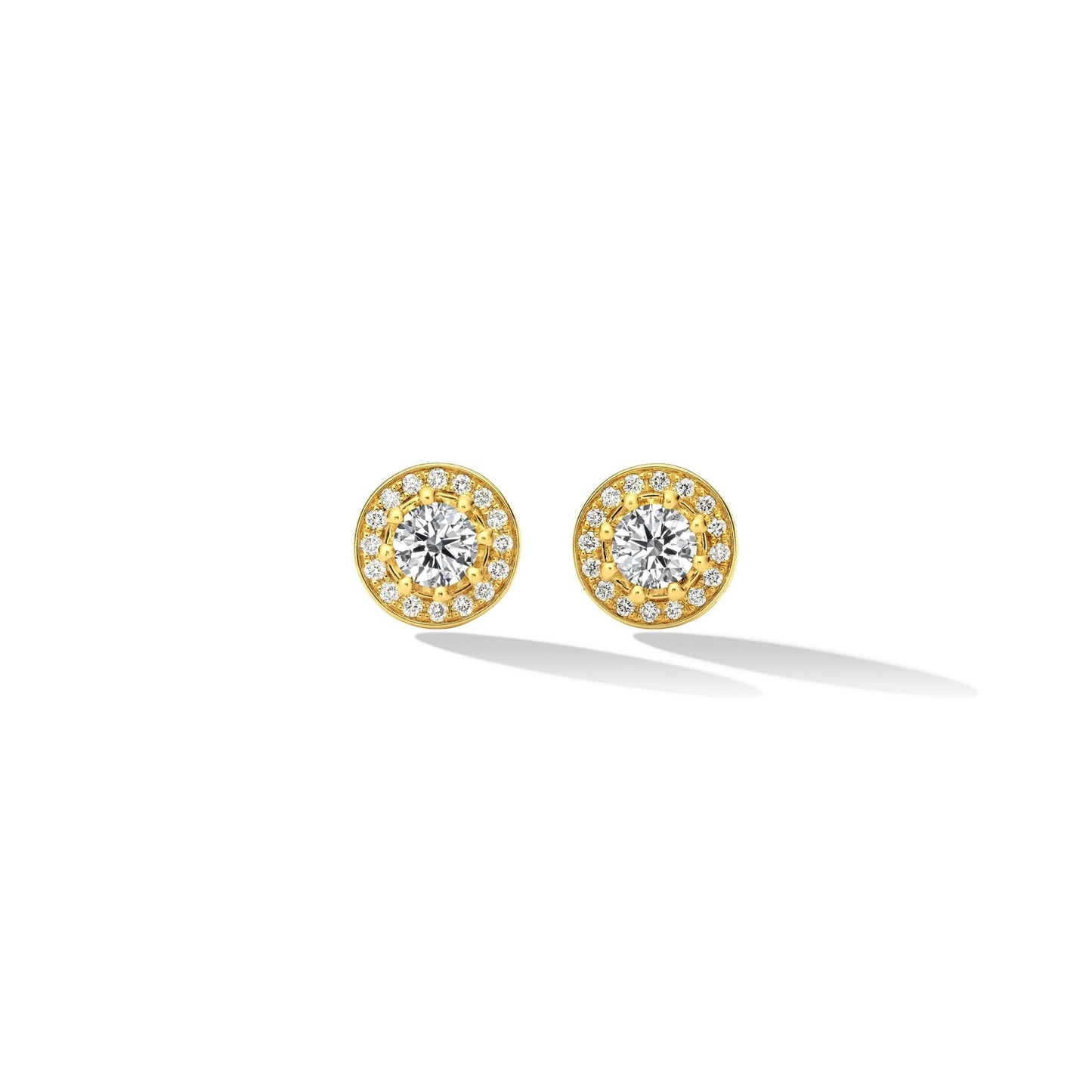 Yellow Gold Water Duet Earrings with White Diamonds - Cadar