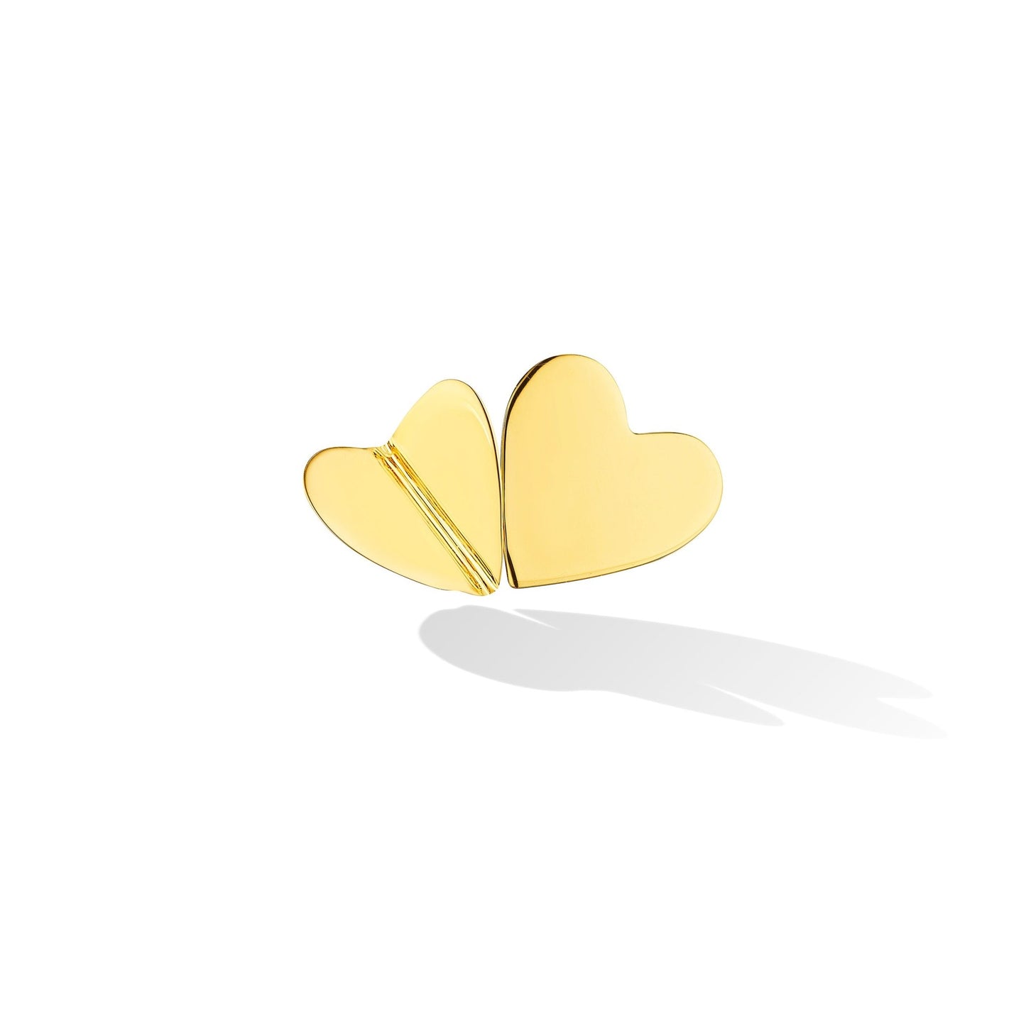 Yellow Gold Wings of Love Double Heart Ring - Cadar