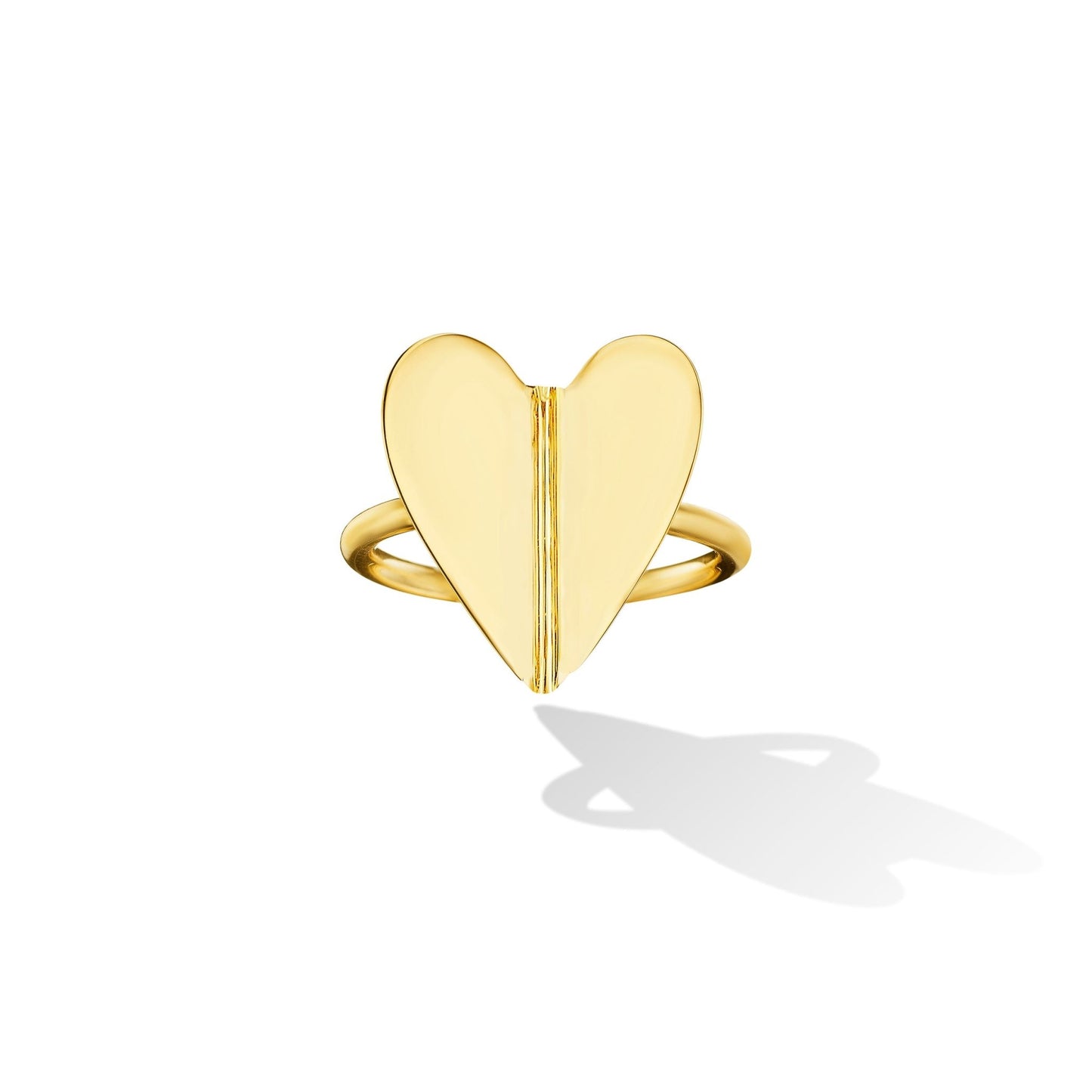 Yellow Gold Wings of Love Folded Heart Ring - Cadar